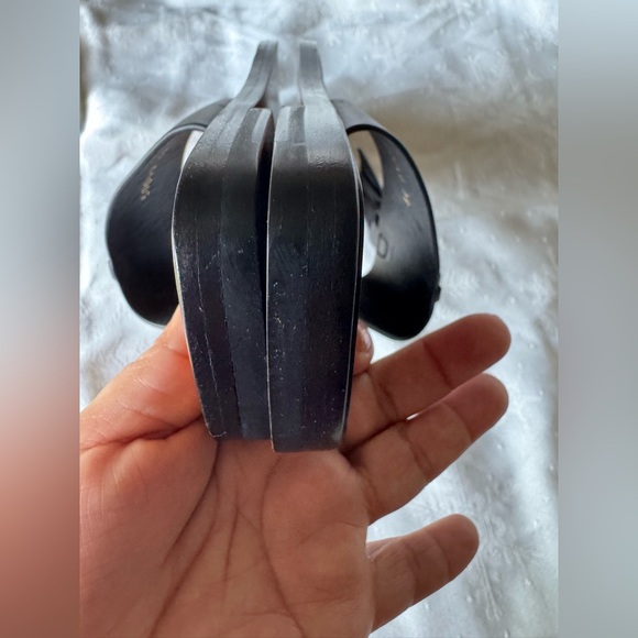 Black Leather Sandals with Gold Accents - Picture 11 of 13